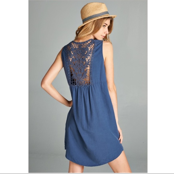 Oddi Dresses & Skirts - Blue dress with back lace